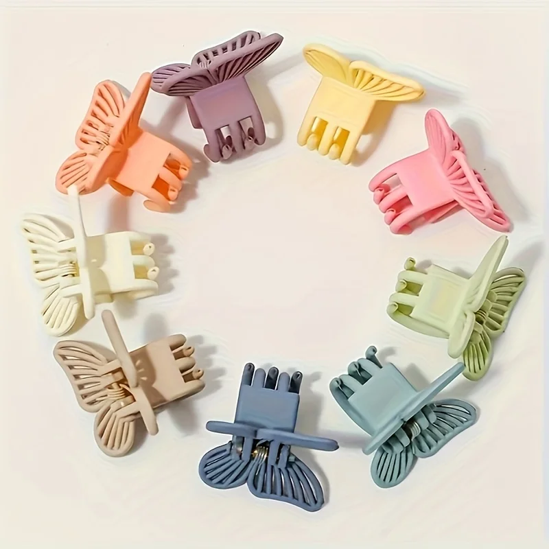 20pcs - Mini Macaron Butterfly Hair Clips, Random Colors, Matte Fringe Clips, Cute Women's Hair Clips