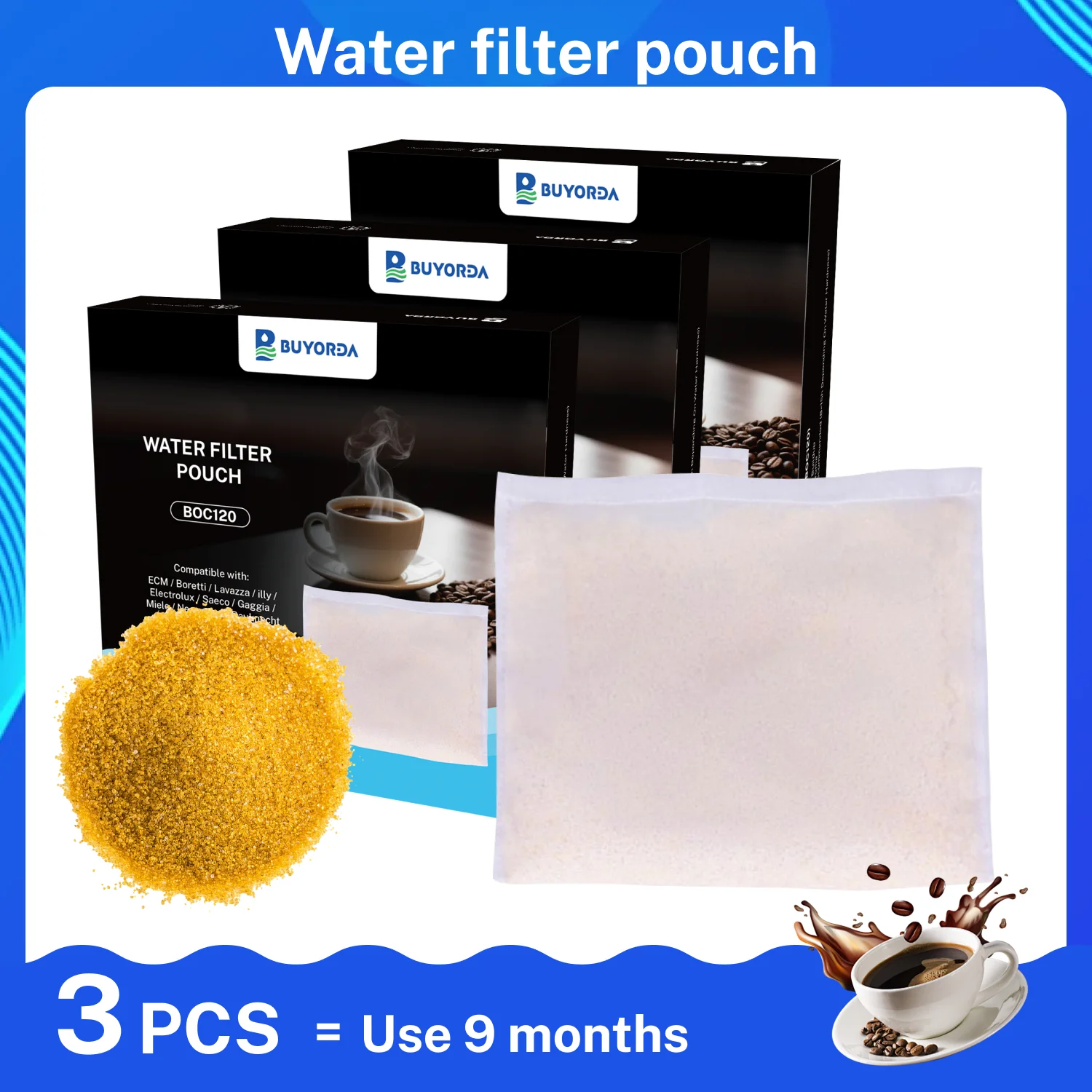 Bolsa Filtrante De Agua 3 Piezas Para Depósito De Máquina Espresso - Bolsa Antical Para Tanque Ayuda A Reducir La Cal Mejora Sabor Y Olor