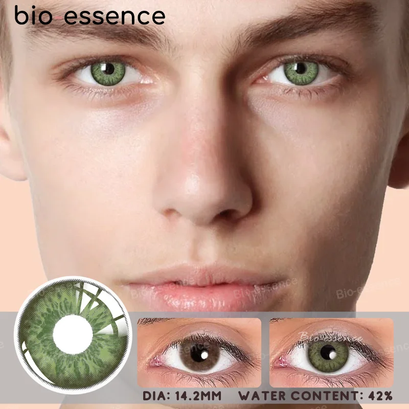 Bio-essence 1 Pair Men Lenses Colored Contact Lenses for Eyes Blue Lenses Green Eye Lenses Gray Lenses Contact Lenses for Men