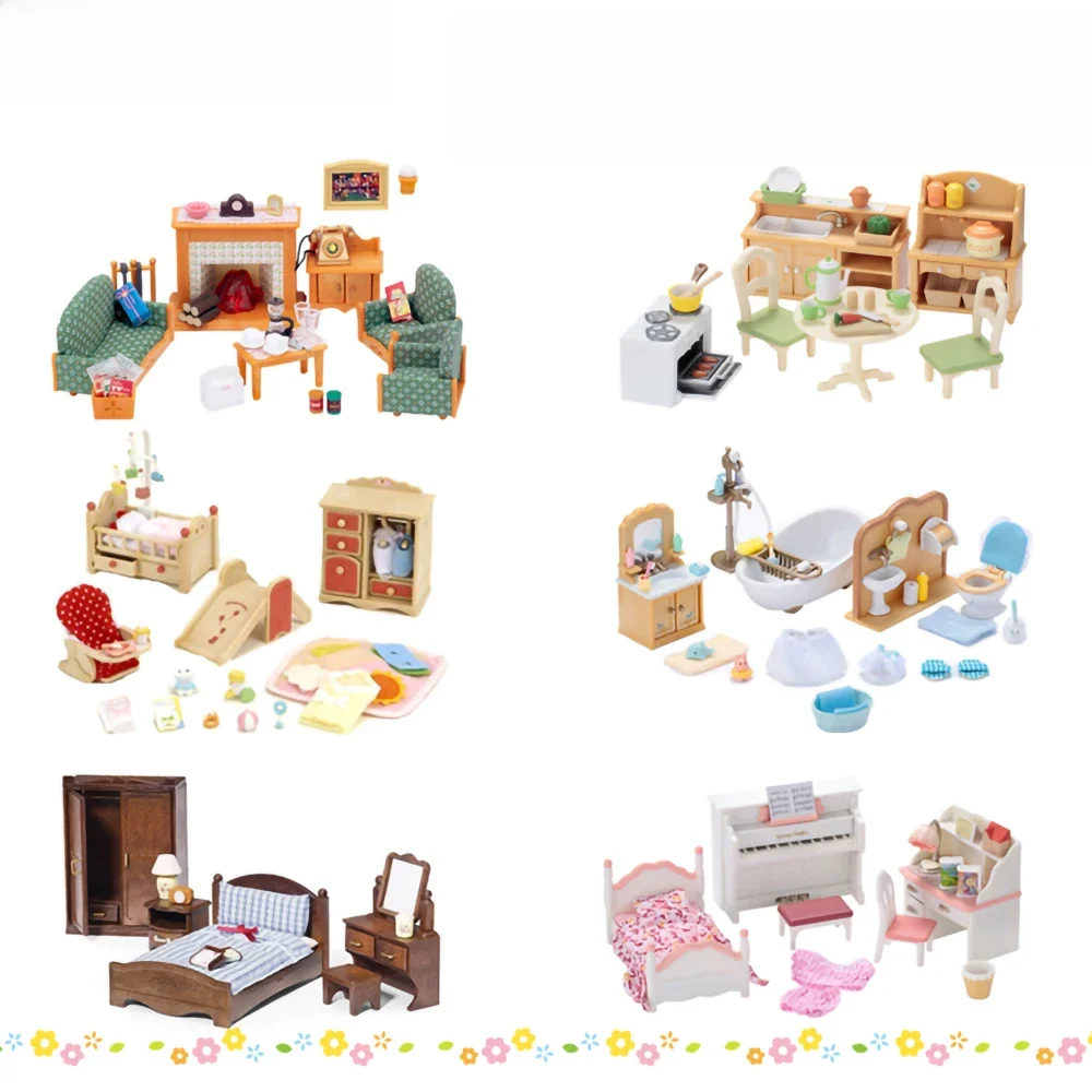 Domek dla lalek miniaturowe akcesoria 1/12 leśna rodzina zestaw mebli domowych zestaw kuchenny garnki do gotowania dla dzieci dziewczyny prezent — zdjęcie 2