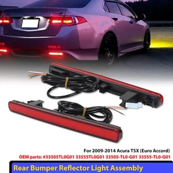 For Acura TSX (Euro Accord) 2009 2010 2011 2012 2013 2014 Red LED Car Rear Bumper Reflector Tail/Brake Fog Lights w/ Turn Signal