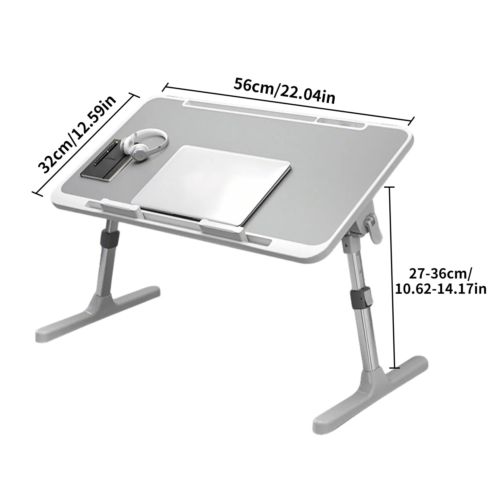 Klappbarer Computertisch Laptoptisch für Bett Büroschreibtische Multifunktionaler Tisch Lapdesk Faltbar 8-stufig Höhenverstellbar & Fast 180° Neigbar ° Winkelverstellbare Halterung, 15kg Tragkraft,