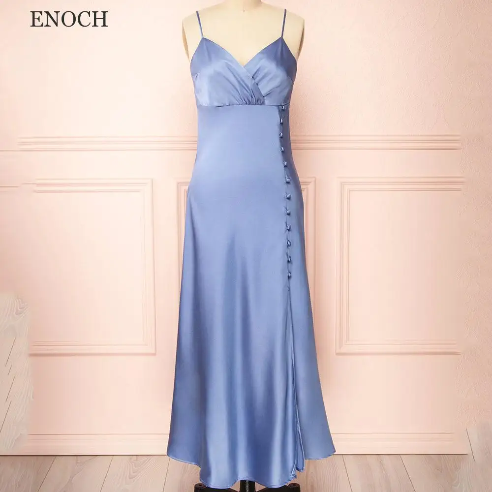 

ENOCH Simple V-Neck A-Line Bridesmaid Dresses Sleeveless Backless Party Dresses Custom Made Vestidos De Gala High Quality 2022