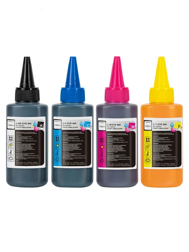 Encre à colorants dédiée compatible Canon 100 ml pour imprimante jet d'encre Canon, imprimante à réservoir et cartouches