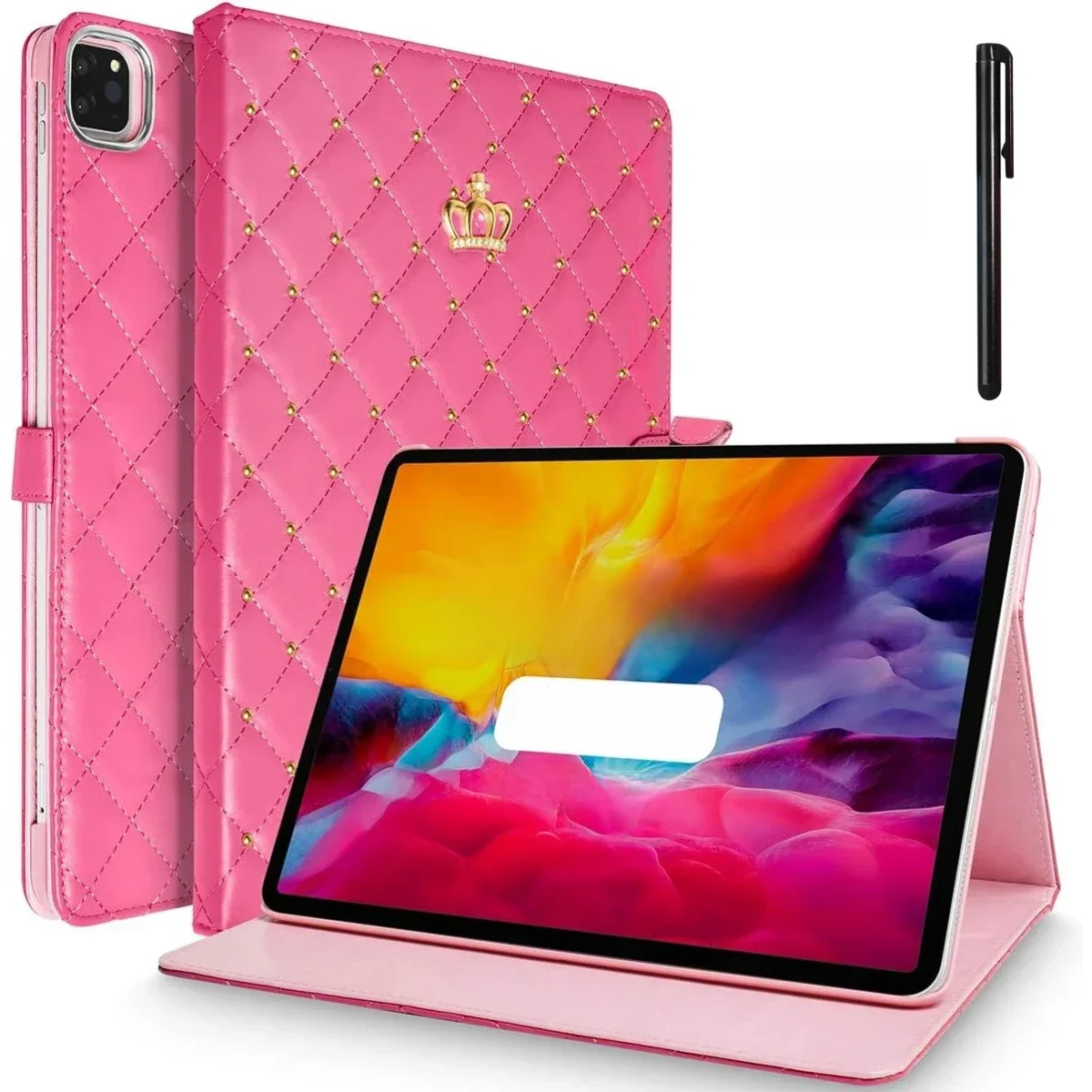 Luksusowe etui z diamentami i koroną do iPad Air 11 2024, Pro 11, 9.7, 10.2, Mini 6, pokrowiec z PU skóry do iPad 7, 8, 9, 10., 11., A16 2025. — zdjęcie produktu 7