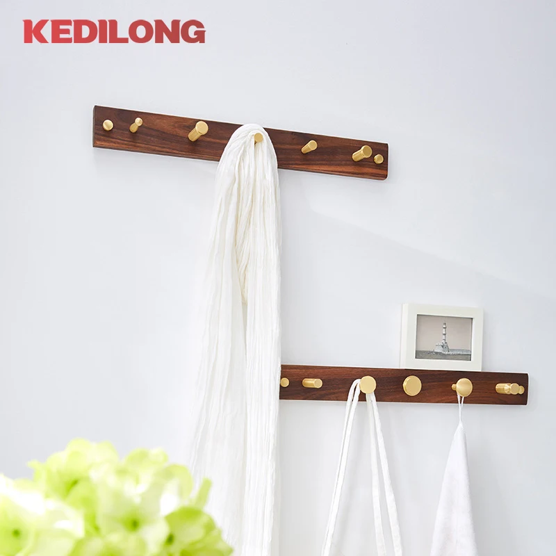 Brass solid Nordic light luxury clothes hook modern minimalist wardrobe wall perforated hanging clothes hook gold hook