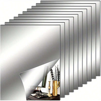 6pcs/10Pcs Self Adhesive Acrylic Mirror Wall Stickers Flexible Non-Glass Decorative Tiles For Home & Wedding Decor Centerpieces