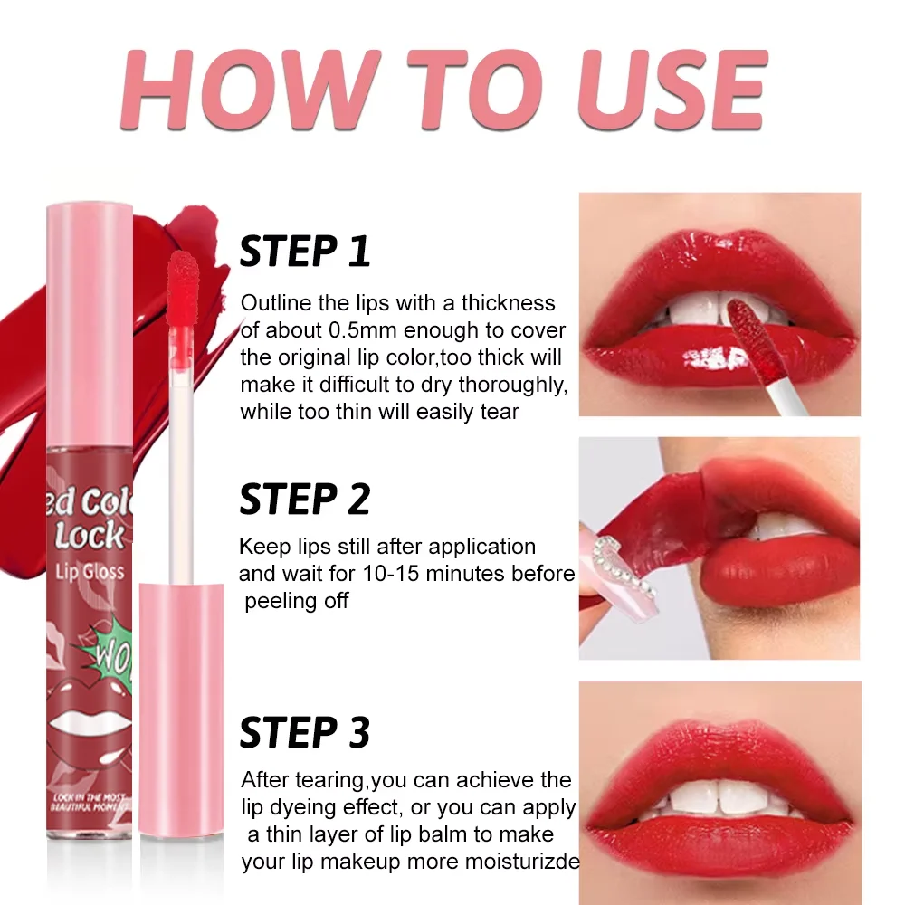 Set Peel-Off Lip Stain Waterproof Transfer Resistant Tear Off Peel Off Lipstick Makeup Matte Lip Long Lasting Non-Stick Cup