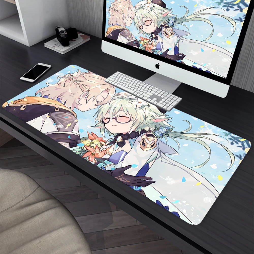 Imagem -03 - Genshin Impacto Albedo Grande Jogo Mouse Pad Computador Mousepad Gamer Computador Portátil Tapete do Rato Escritório Mausepad Xxl Teclado Tapete de Mesa