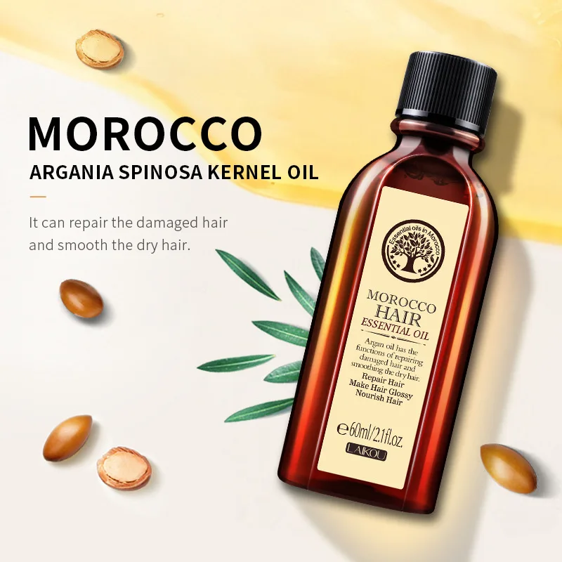 60ML Hair Care Moroccan Pure Argan Oil Hair Essential Oil for Dry Hair Types Multi-functional Hair Care Products for Woman