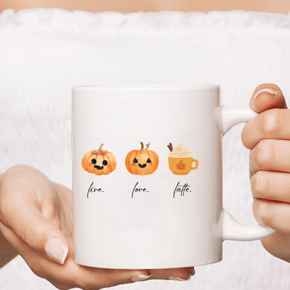 1pc 3A grade 11 oz pumpkin ceramic coffee mug for room Halloween decoration Birthday Christmas Holiday gift