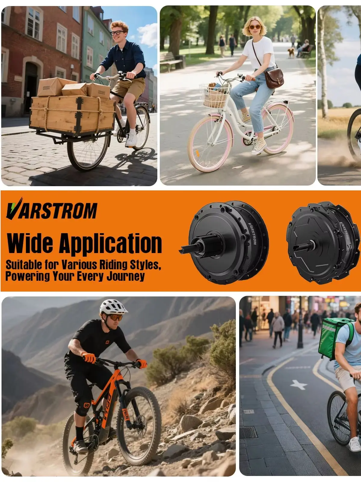 [3-Tage-Lieferung] Varstrom EKD01 125XVH 125EVH Hinterrad-/Vorderradmotor 48V 500W 750W Elektrofahrrad-Umbausatz 20' 26' 27,5' 29' Rad Hohes Drehmoment 80Nm, bis zu 60 km/h für Mountainbikes,