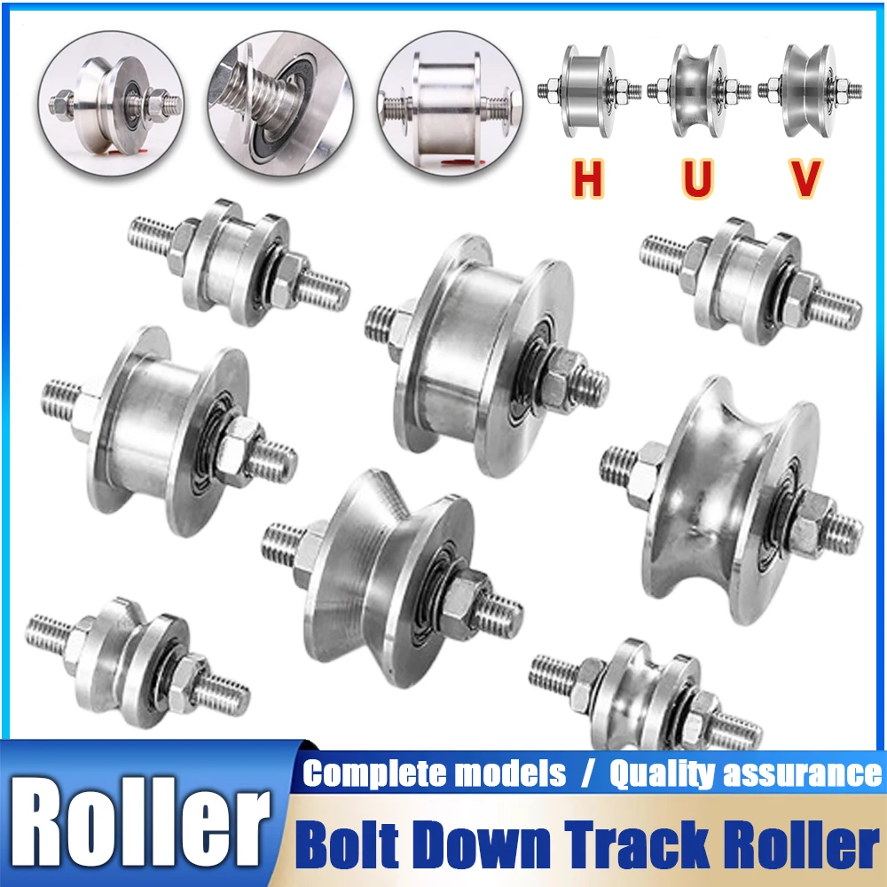 

1pc 201 / 304 Stainless Steel Pulley V/U/H Type Double-end Bolt Shower Door Track Wheel Mute Bearing Pulley Sliding Door Rollers