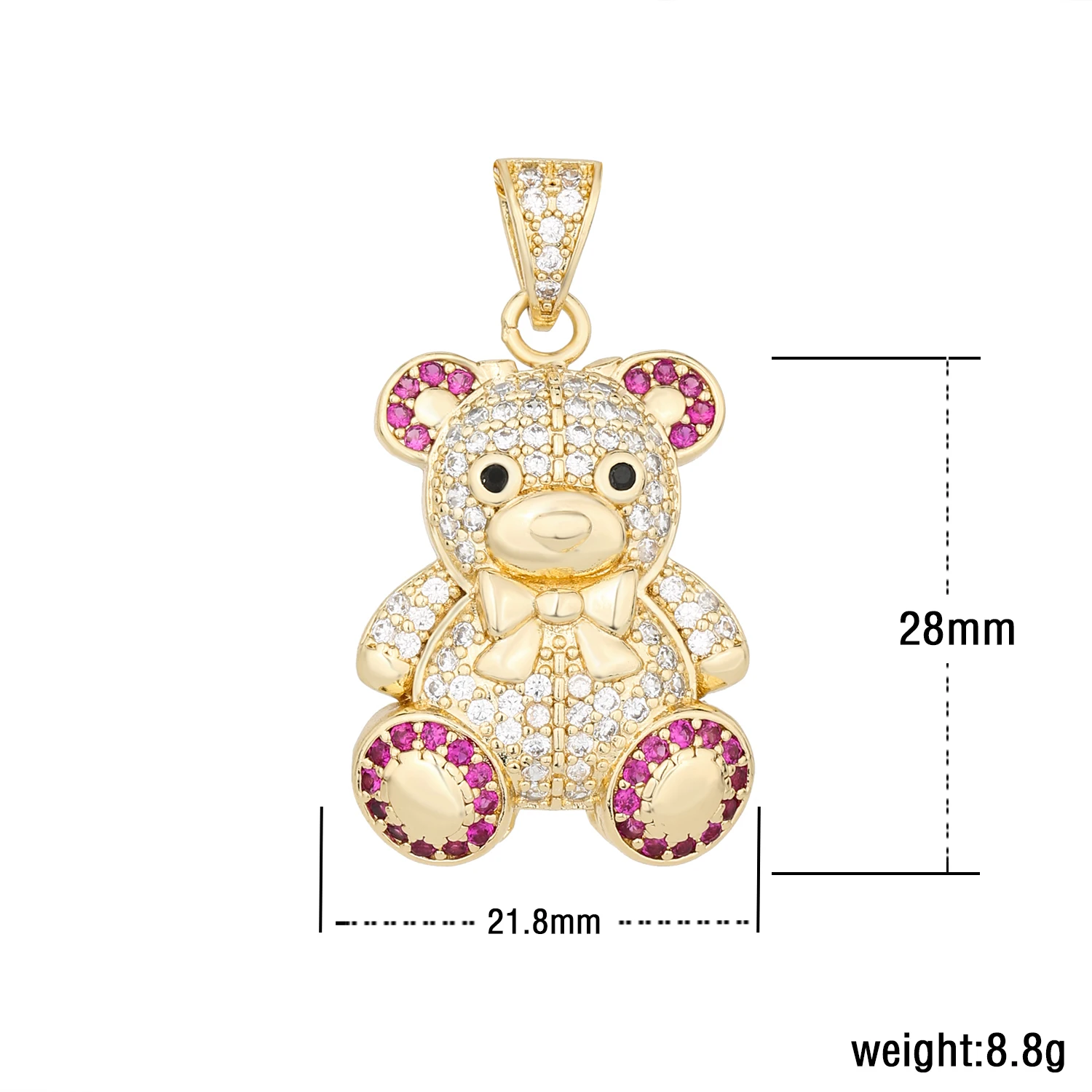 2024 New Tie Bear Pendant Original Zircon Copper Material Teddy Bear Jewelry Gift Send Friends Charm Wholesale Price