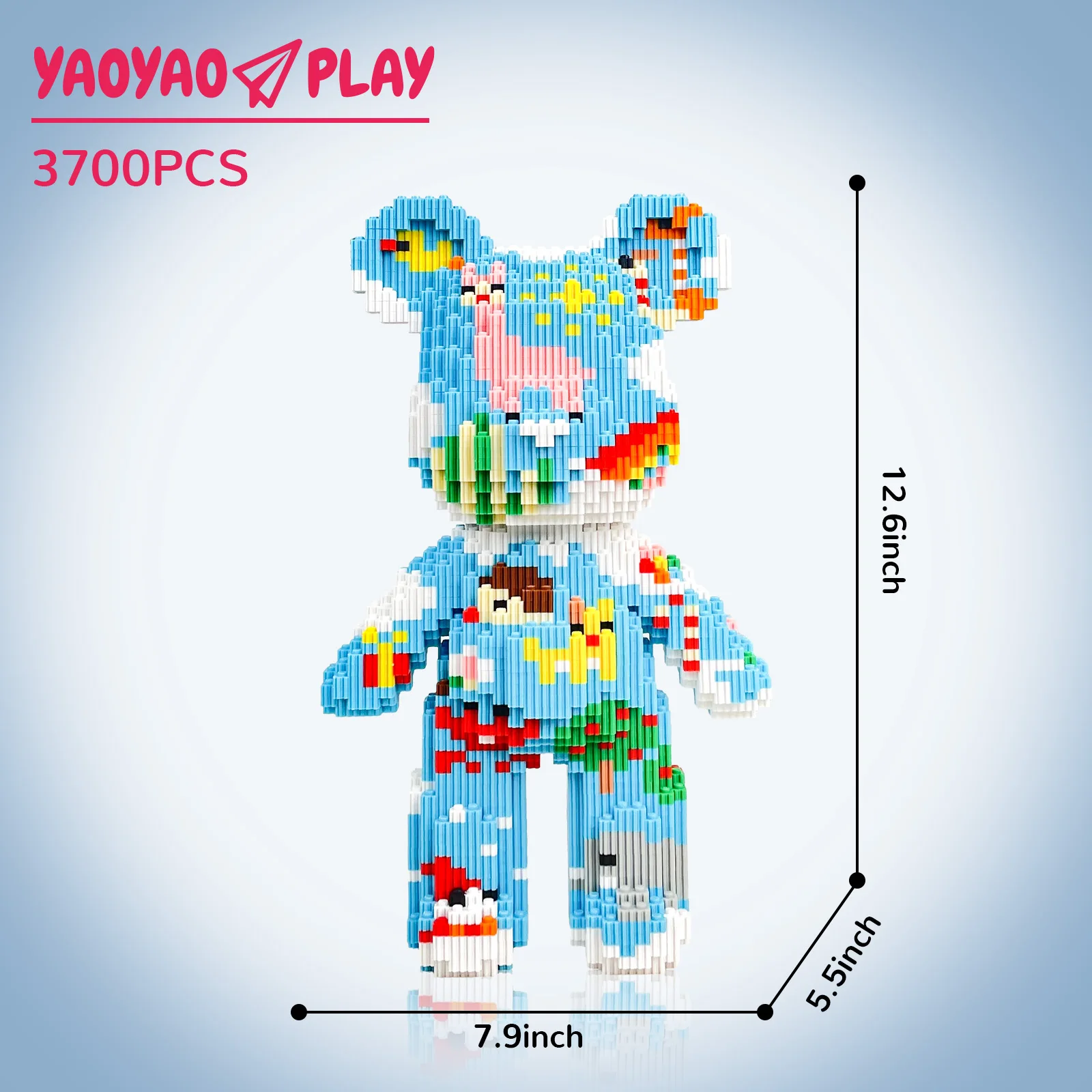 Sky Castle الدب المتوسط، لعبة مكعبات البناء yaoyaoselect، هدية عيد ميلاد، تعليمية، ديكور للأولاد والبنات، هدية من الطوب الرائعة