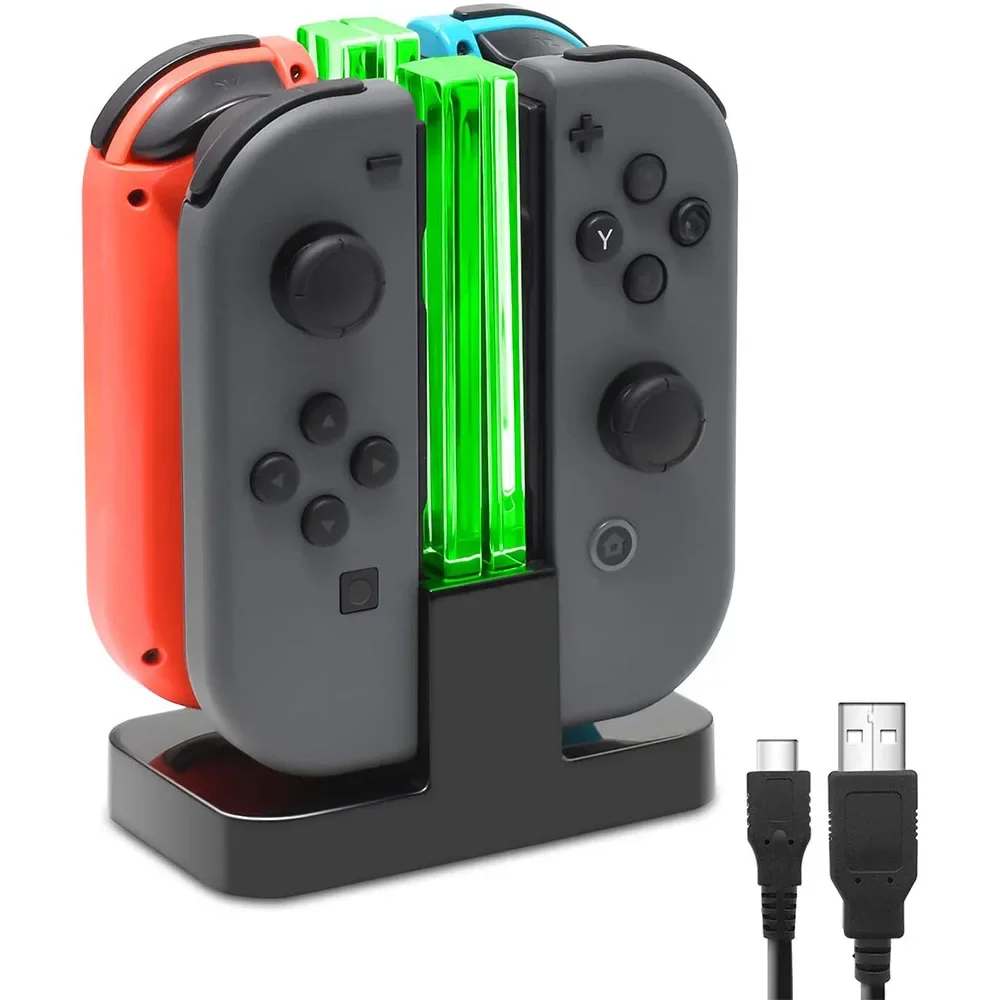 Nintend switch 4 controlador carregador led indicador estação de carregamento doca para nitendo