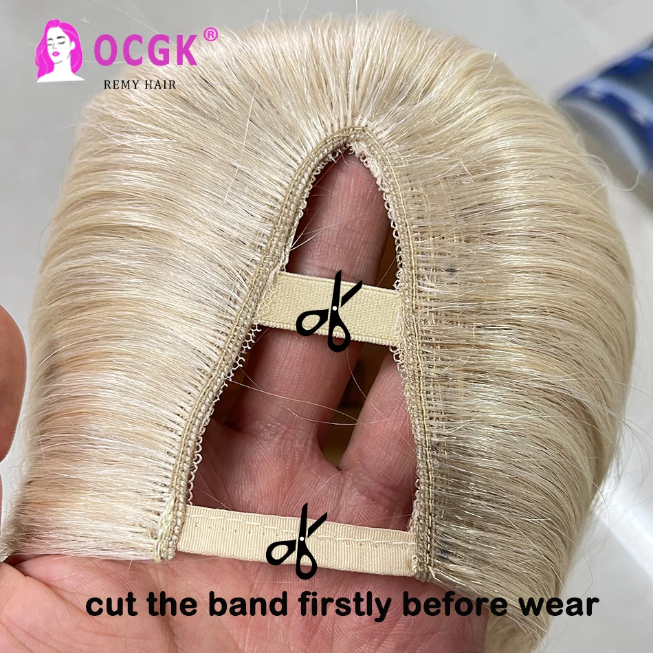 V Part Human Hair Wig Straight  Natural Brazilian Hair 613 Blonde V Shape Wig Human Hair Lang Wig For Woman 14-28Inch 180Density