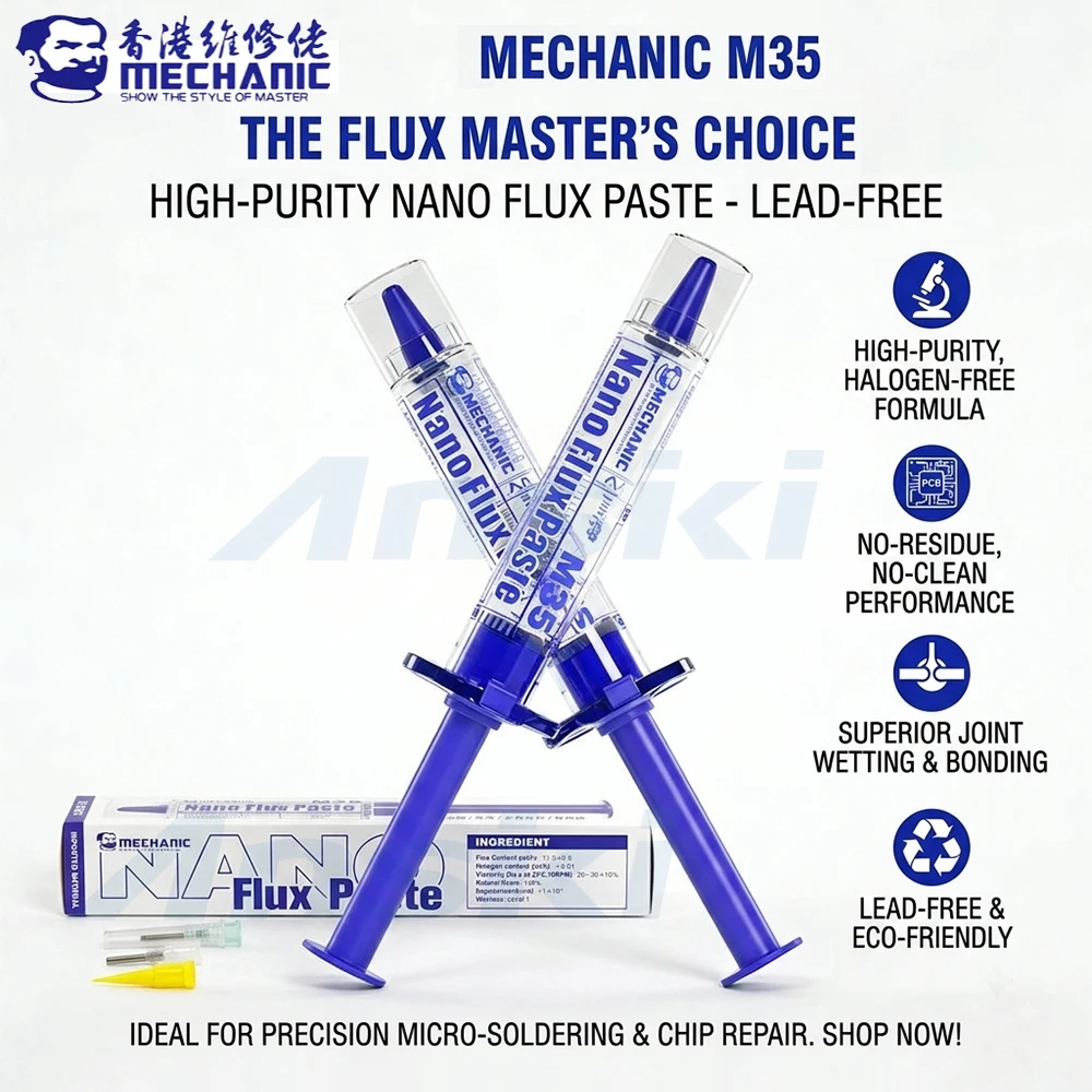 MECHANIC M35 Nano Flux Paste 98% High‑Activity Solder Flux Paste For BGA IC Chip Mobile Phone Motherboard Repair Soldering