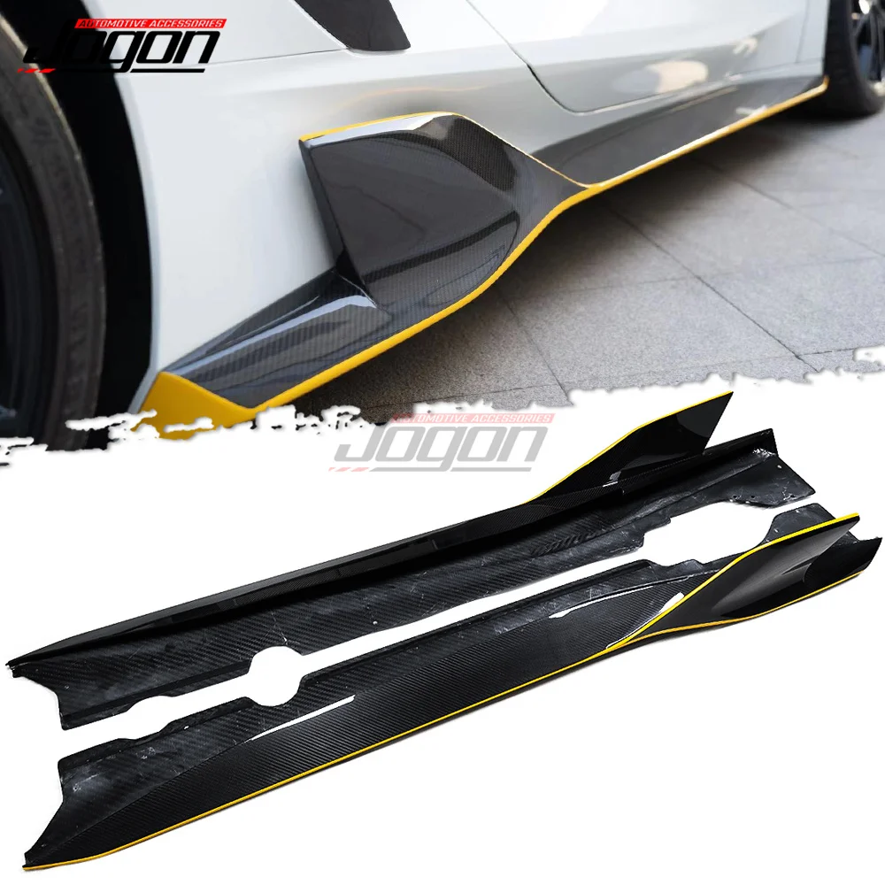 For Corvette C8 Coupe Convertible Z51 Z06 2020-2024 Carbon Car Side Skirts Panel Extension Lips Front Bumper Body Kit Cover Trim