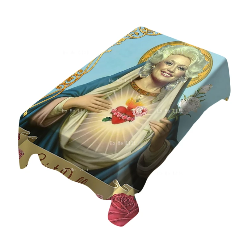 Classical Art Memes Saint Dolly Parton And Empress Kali Tarot Card Mystic Psychic Tablecloth By Ho Me Lili Tabletop Decor