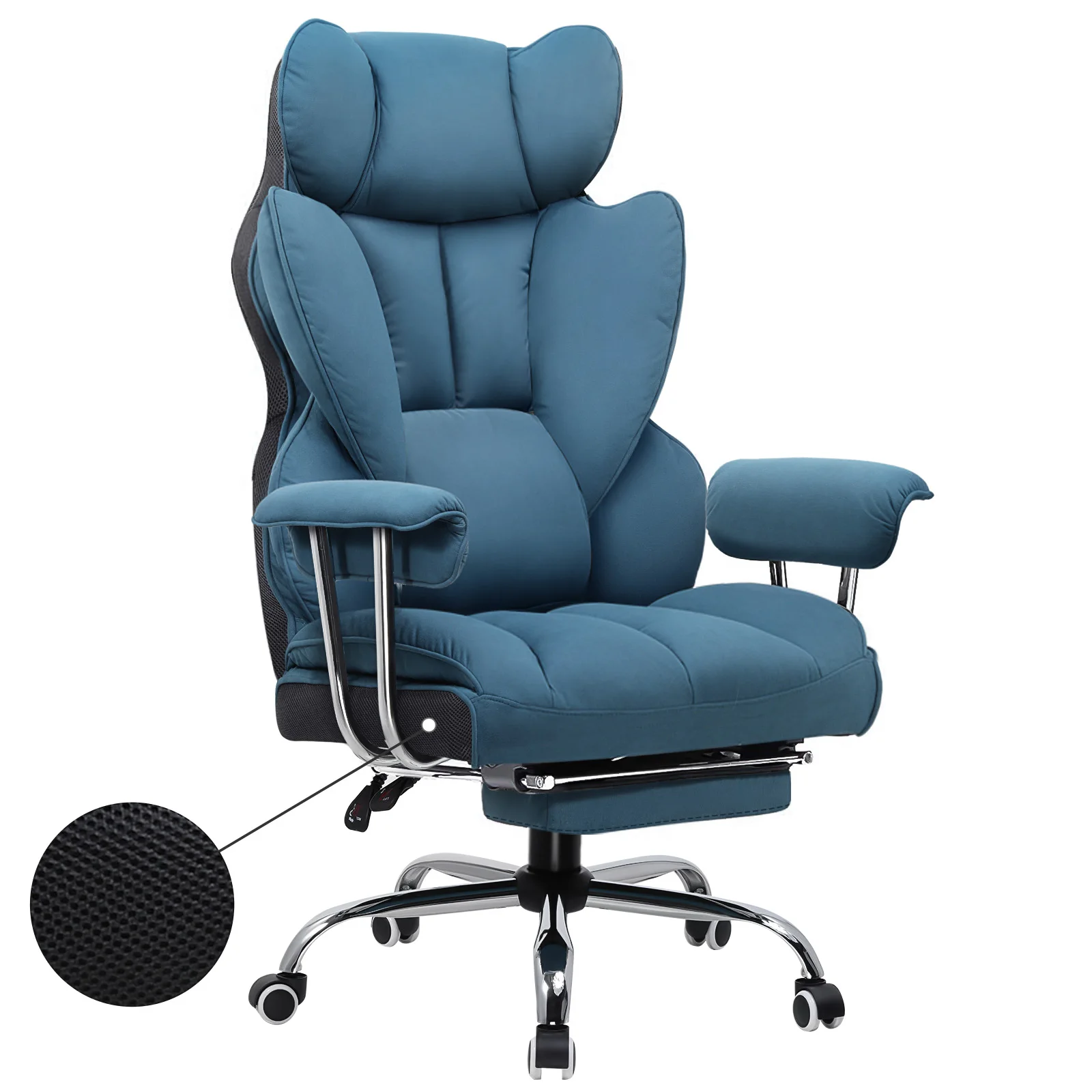 GTPLAYER Gaming stoel, Gamer stoel, Ergonomische bureaustoel met voetenbank, Stoffen oppervlak, Veer zitkussen, Gevoerde gaming stoel, Gaming fauteuil 150kg draagvermogen