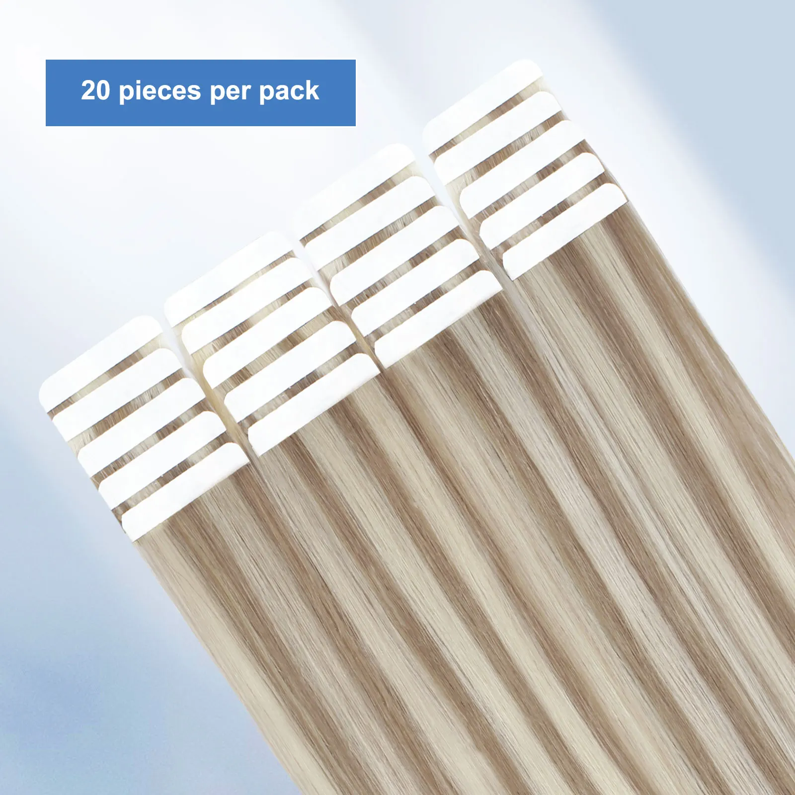 Sixstarhair Nastro nelle estensioni dei capelli Biondo dorato con biondo cenere 20 pezzi 50 g/pacco Estensioni dei capelli umani Remy 100 dritti per le donne