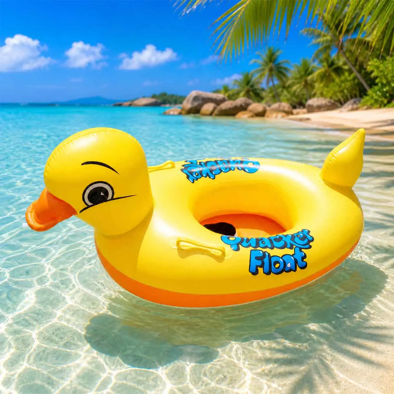 1PC Inflatable Duck Pool Float Seat With Handles PVC Swim Ring for Beach Pool Summer Water Fun view 2