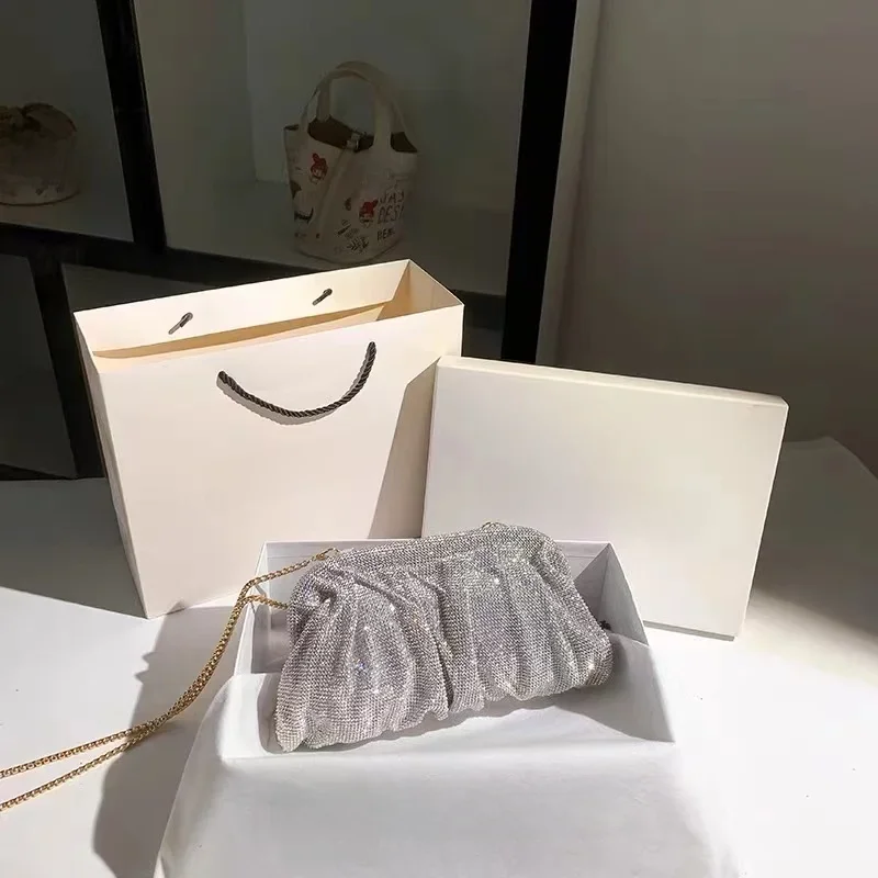 Luksusowy projektant brokat błyszczące dżetów diamentowa torebka wieczorowa torebka damska wesele kopertówka torebka torba na ramię Crossbody — zdjęcie 2