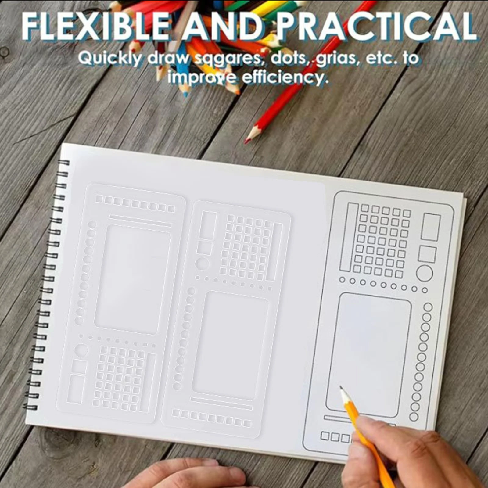 9 Pcs/Set Journal Stencil Planner DIY Drawing Templates Notebook Planner Stencil for Holiday Cards Greeting Cards
