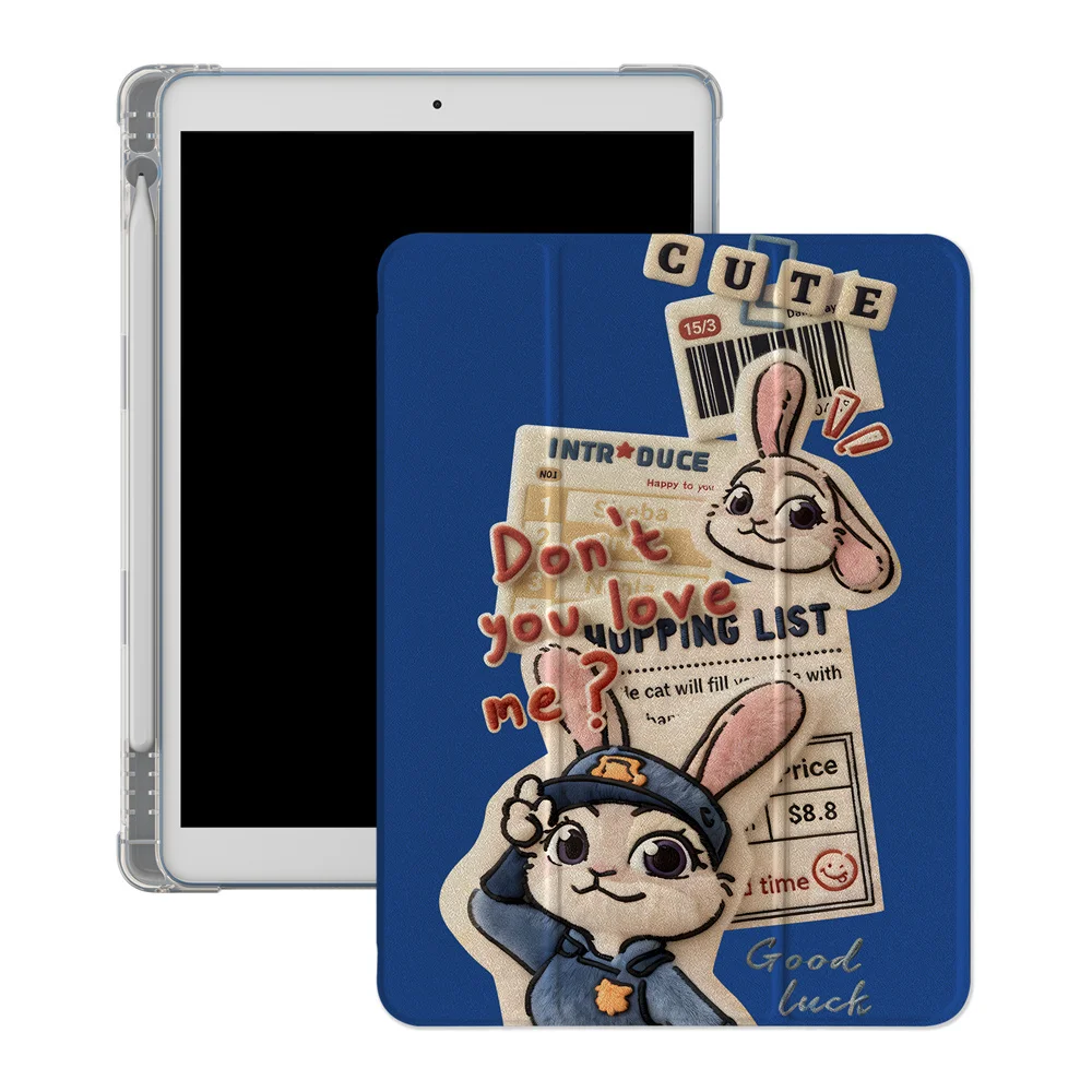Borduurmagazine Crazy Zootopia tablethoes voor iPad A16 Pad Pro 11 inch 2025/2024 Air 5/4 10,9-inch iPad 7/8/9 10,2 5/6 mi