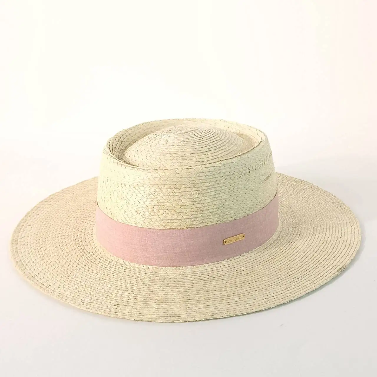 Women Natural Palm Leaf Fedora Hat With Pink Ribbon Adjustable 56-58cm Wide Brim UV Protection Summer Beach Sun Hat썬캡 남성