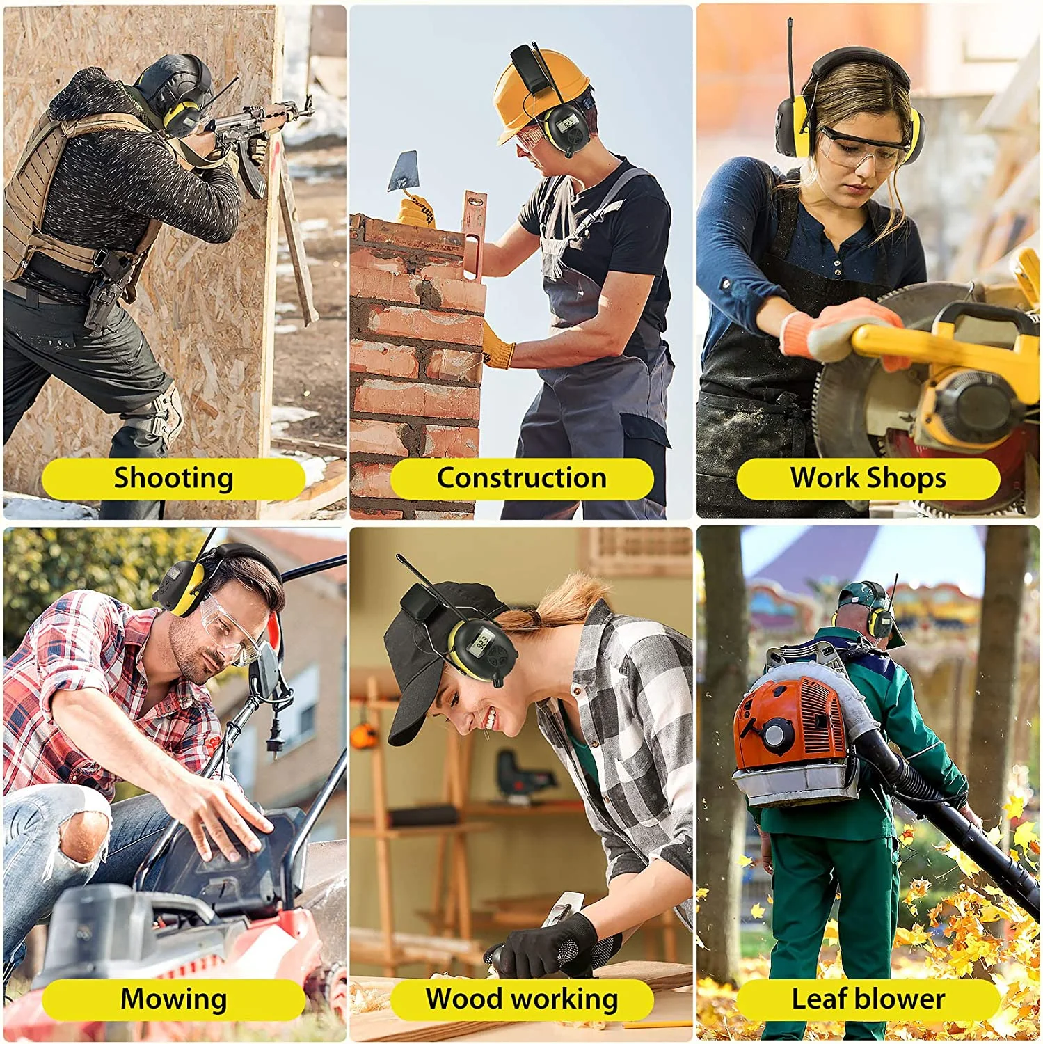 Electronic Noise Reduction Earmuff Hearing Protector Headphone Digital AM / FM Radio Stereo Hearing Protection Ear Muffs
