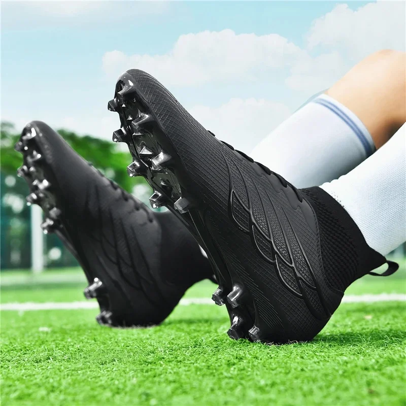 Superfly FG bottes de Football crampons de Football en plein air chaussures noires chaussures de Sport professionnelles souples bottes confortables respirantes grande taille