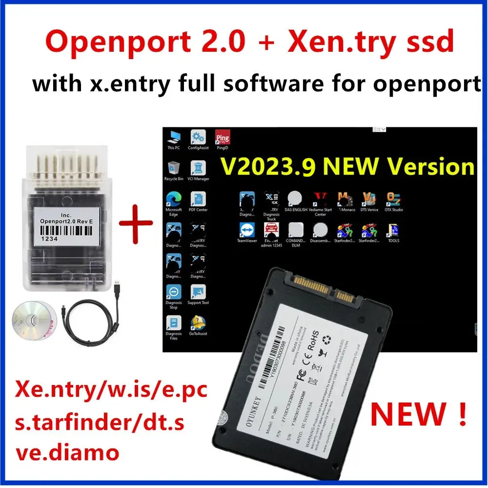 Newest Xentry 2023.09 SSD Diagnostic Software Remote Install with Tactrix Openport 2.0 ECU Chip Tuning Tool OBD2 Scanner Tool