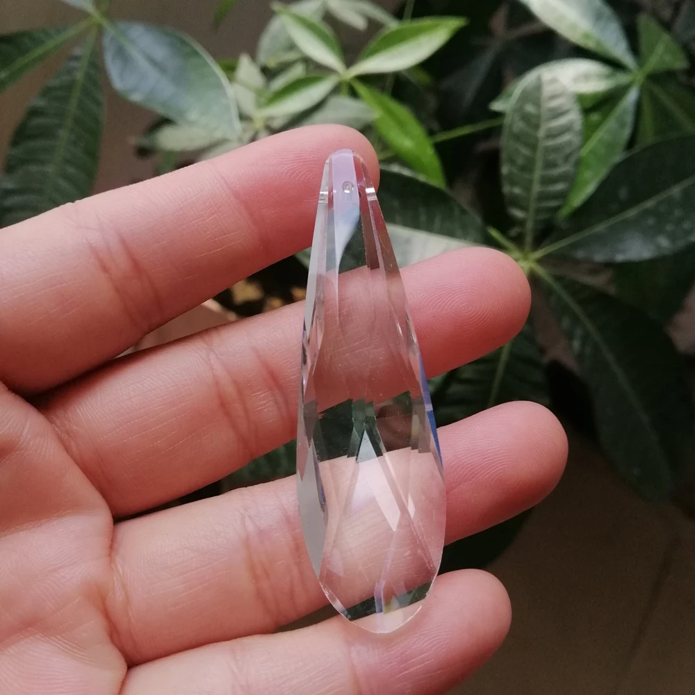 Camal 2PCS Clear 63mm Grid Long Strip Drop K9 Crystal Pendant Prisms Part SunCatcher Lamp Lighting Chandelier Hanging Home Decor