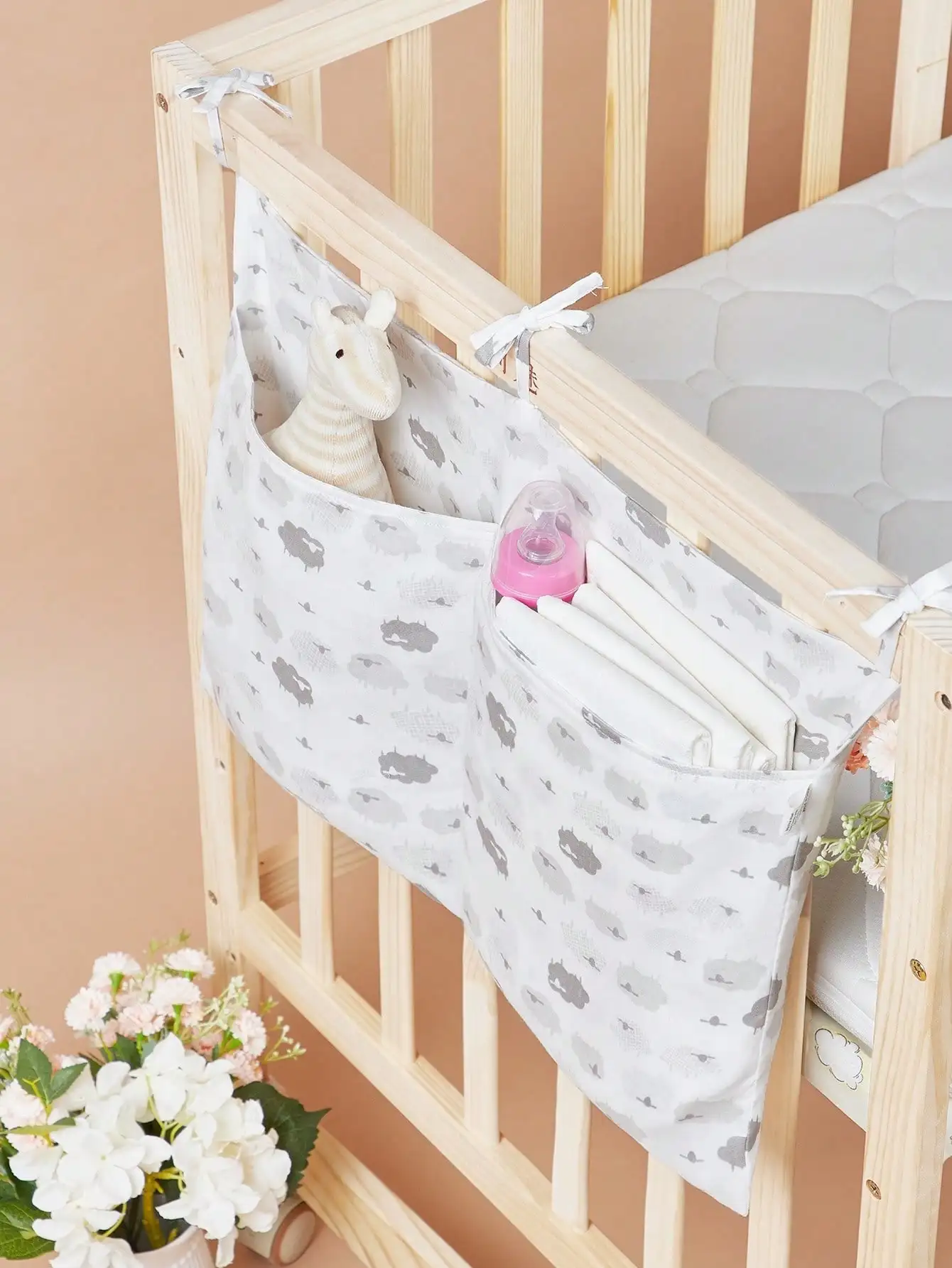 Diaper Storage Organizer Hanging Bag Multifunctional Crib Removable Bedside Baby Clothing