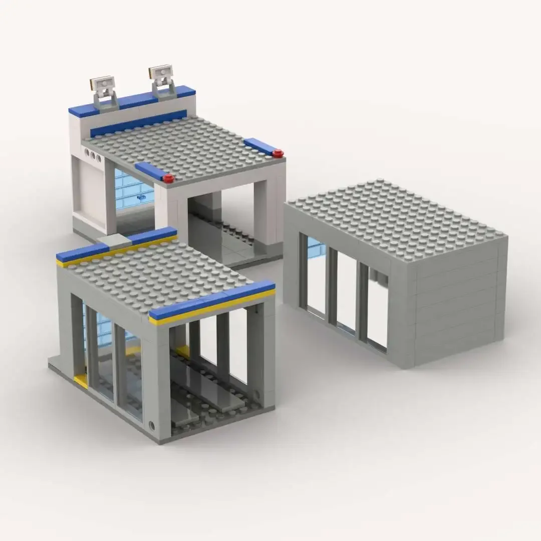 MOC modèle Carage famille Garage porte à roulettes en verre transparent voiture grange blocs de construction pièces briques à monter soi-même Minifig articles jouets pour enfants