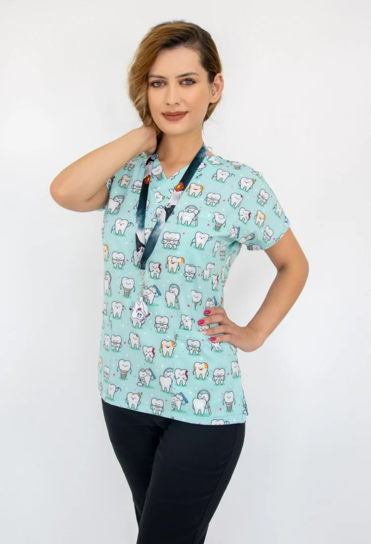 Patterned Scrubs Set Nurse Uniform, Patterned Medical Uniform