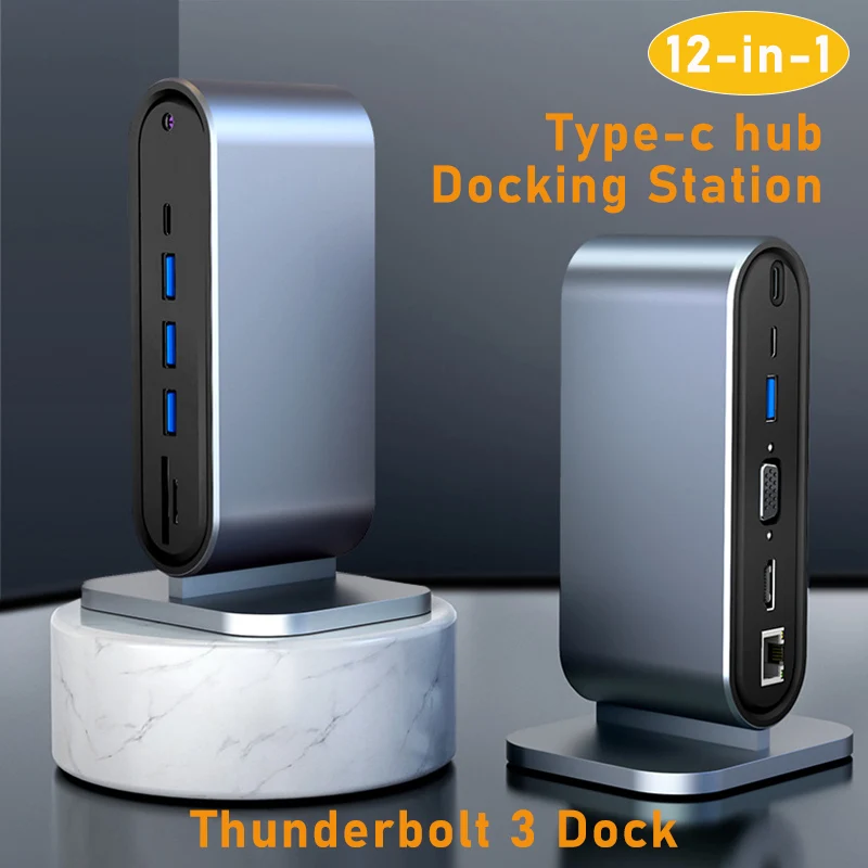 Imagem -03 - Multiport Tipo-c Hub Usb c Docking Station 2x Base Hdmi para Acessórios de Laptop Macbook Pro Air Mac Mini Dell Thunderbolt Dock hd