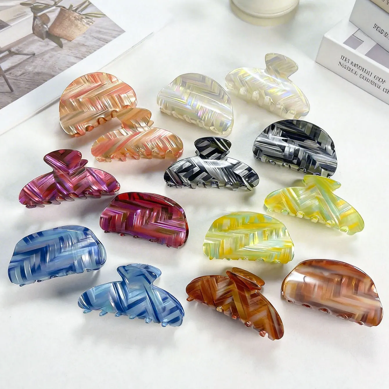 

6pcs Acetate fiber hair clips, elegant and vibrant women's hair accessories, sturdy and durable, suitable for gifts and parties.