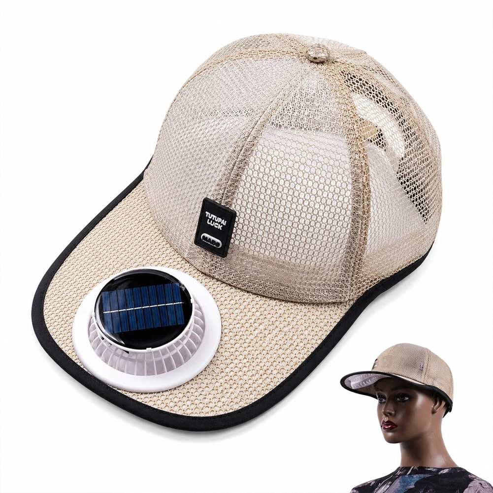 Atmungsaktiver Sonnenhut mit Solar-Ventilator, Sonnenschutz-Baseballkappe mit Solar-Ventilator, USB-Ladeventilator, Outdoor-Sonnenhüte, Sonnenschutz-Kappen – Detail 4