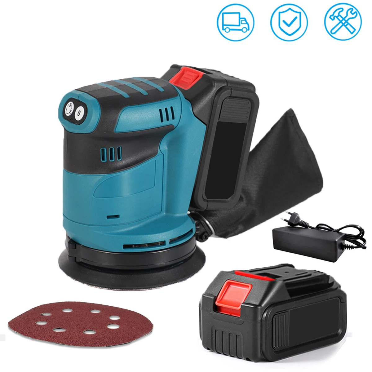 Electric Orbital Sander 125mm 3 Speed Wood Grinder Polisher Waxing Grinding Sanding Polishing Machine for 18V Makita Battery