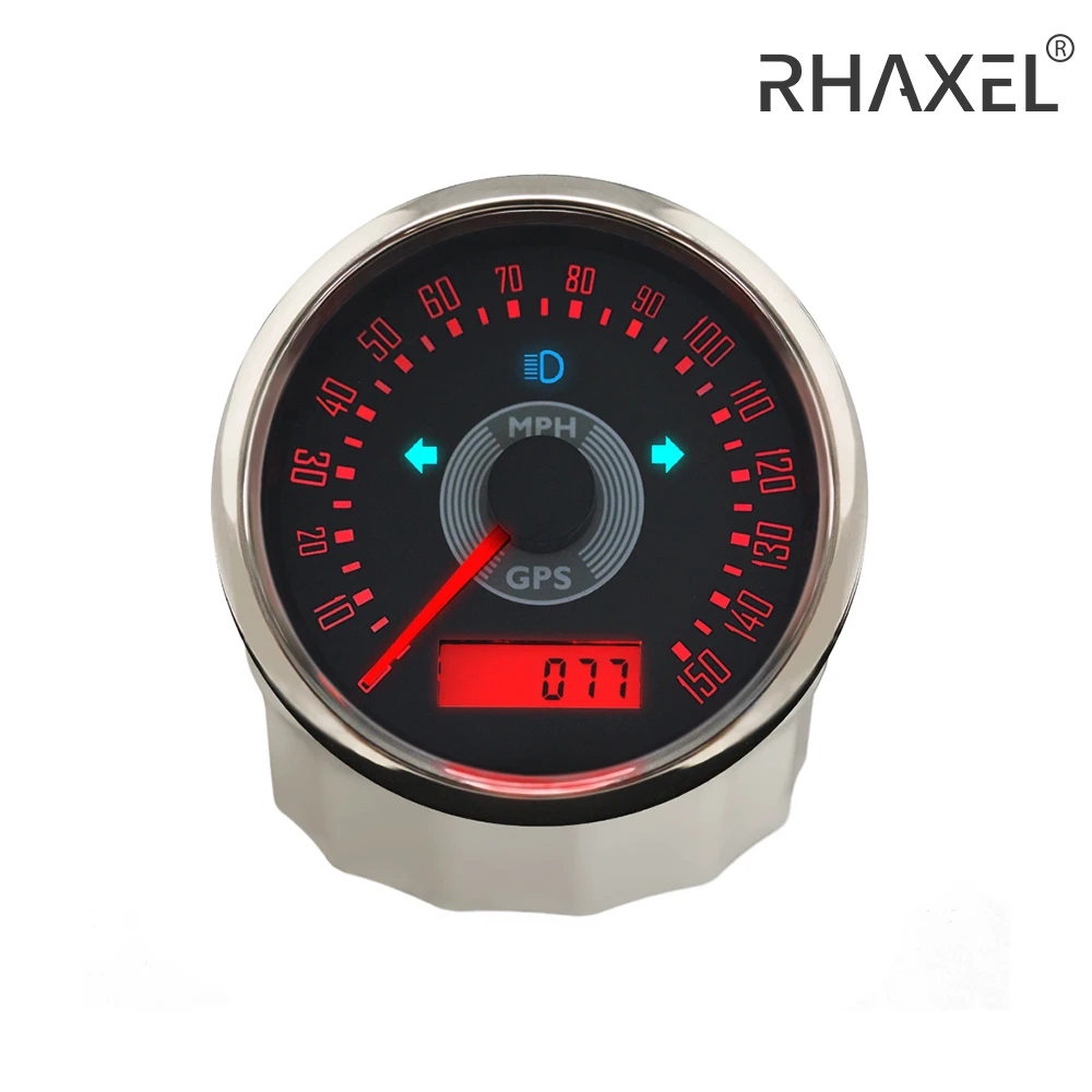 RHAXEL 85mm 150MPH 160MPH 160KM/H 200KM/H Adjustable GPS Speedometer for Car Motorcycle with Red Yellow Backlight 9-32V