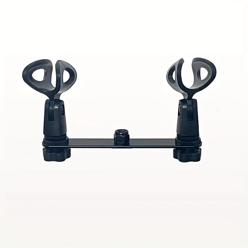 Adjustable Dual Microphone Clip-On Bar Set, Dual-Head Microphone Clip Extension Accessories, Universal for Live Streaming and Karaoke (Excluding Stand)