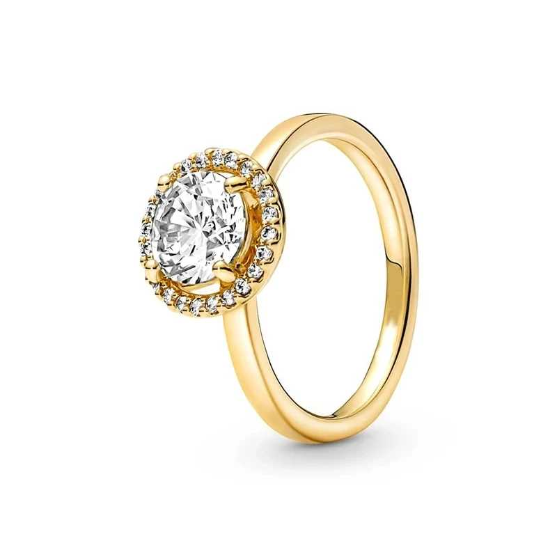 Anillo chapado en oro con circonita para mujer, joya de princesa brillante con forma de corazón, joyería Original de Boutique, novedad de 2024