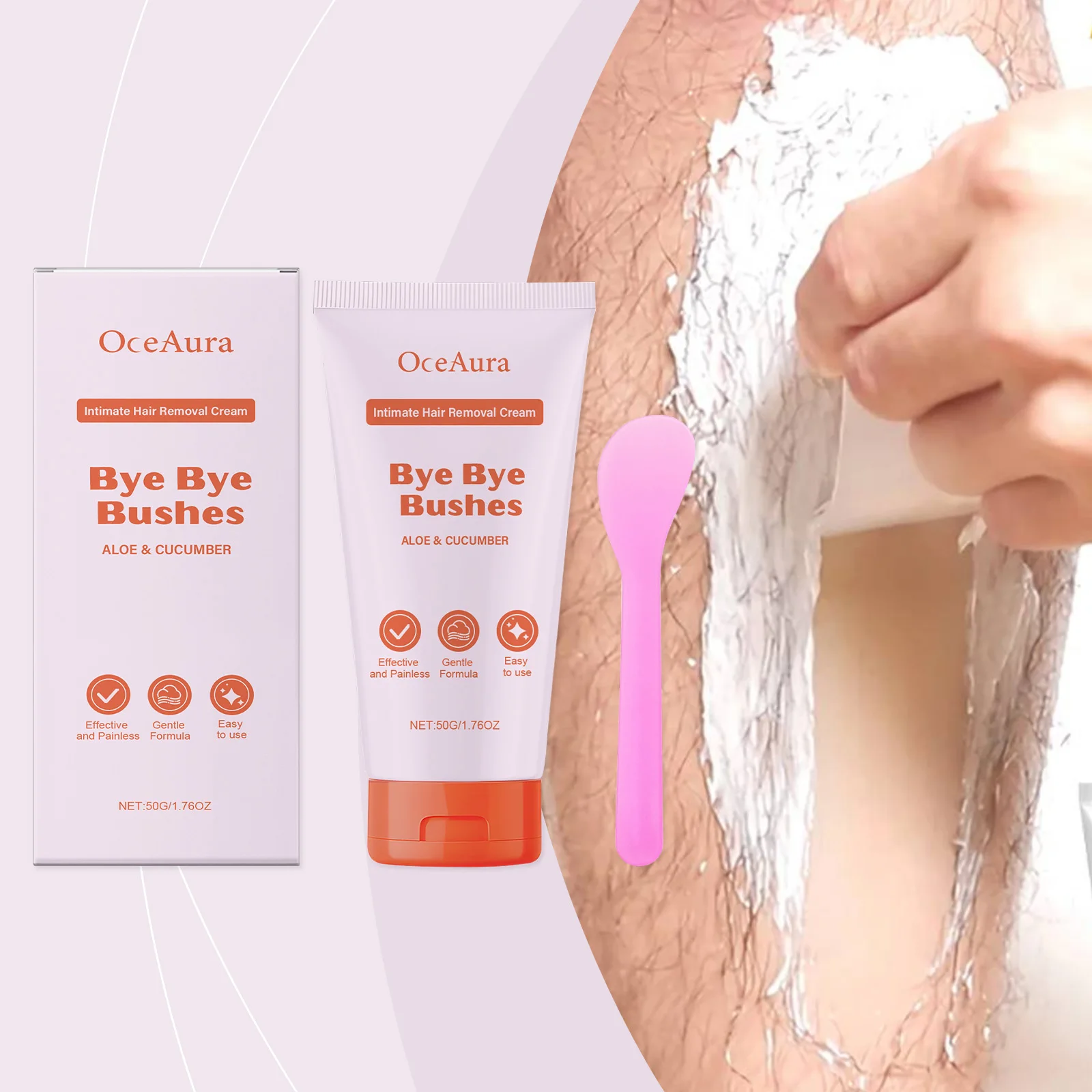 

Oceaura 50g Hair Removal Cream Armpit Hair Growth Inhibitor Legs Smooth Skin Painless Permanent Nourish Body Depilatory Cream