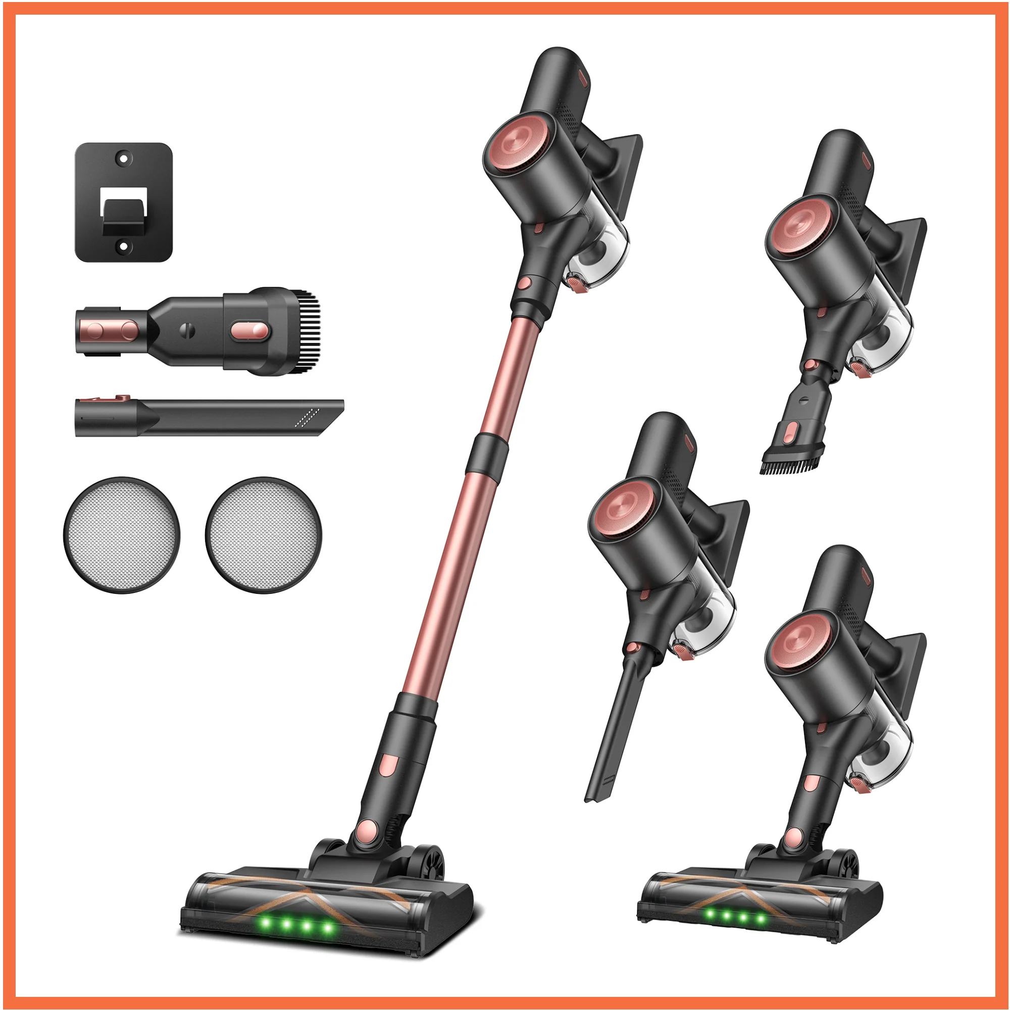 Vactidy V10 Pro Kabelloser Staubsauger mit 45KPa Starker Saugkraft, 45 Minuten Laufzeit, Leichtem Design, LED-Display & 5 HEPA-Filtern