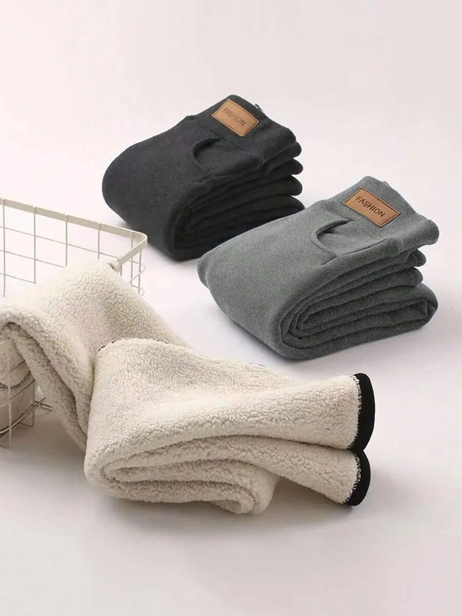 

2-Pack Winter Sport Leggings High Waist Pants Thick Thermal Pants Fleece Legging,Solid Color Wide Waistband Leggings