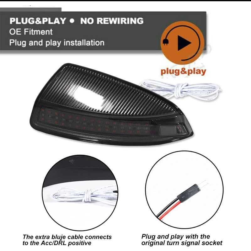 المتعرج LED الجانب مرآة العنبر أضواء الإشارة الأبيض DRL لمرسيدس بنز W204 S204 W639 W164 ML300 ML500 ML550 C250 C300 C350 #3