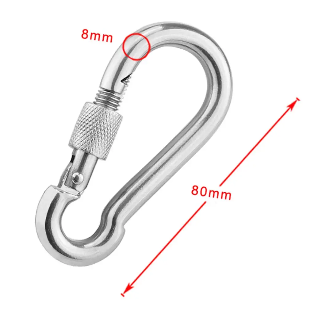 80mm Yoga Hommock Carabiner Hooks Clip Locking Heavy Duty Hanging Buckle Fitness Accessories